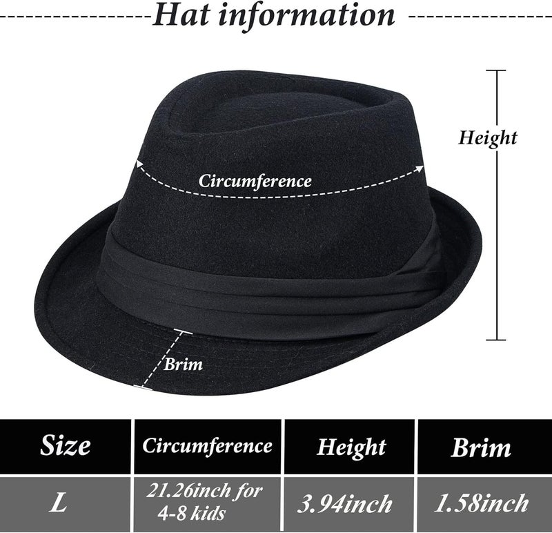 UTOWO Kids-Felt-Fedora-Trilby-Gangster-Hat Toddler-Boys Panama Derby Manhattan Cuban Hat Jazz-Cap(Size 6 5/8 for 2-5T) - Image 2